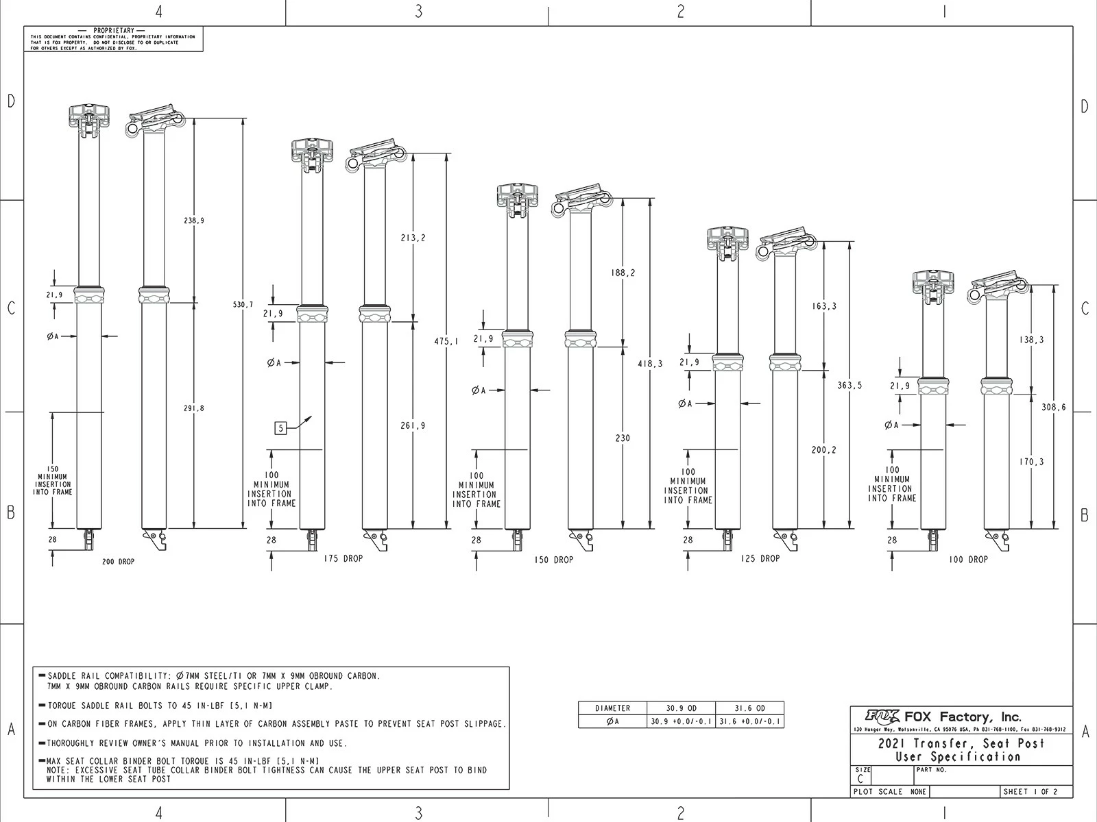 FOX FACTORY FOX Transfer Factory Tige De Selle Télescopique 2023 Câble Interne 200mm ⌀30,9mm 531mm – Image 6